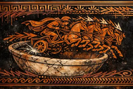 Chariot Grind — Ancient Greek red-figure vase painting × skate and graffiti graphics