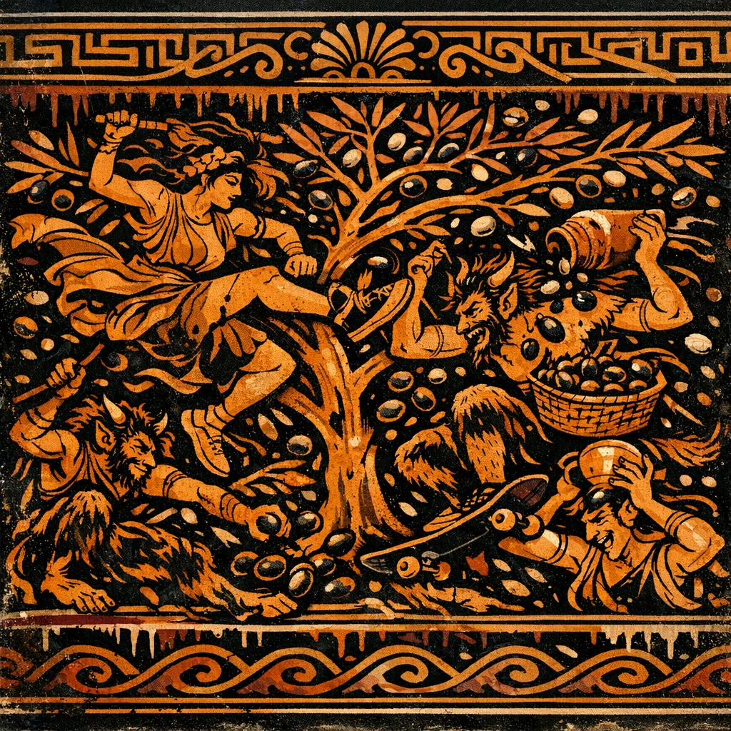 Olive Riot — Ancient Greek red-figure vase painting × skate and graffiti graphics