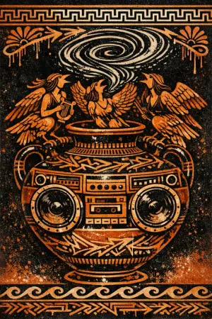 Siren Boombox — Ancient Greek red-figure vase painting × skate and graffiti graphics