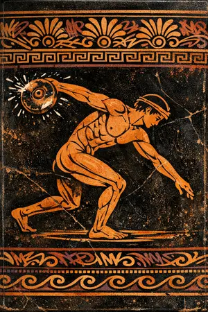 The Discus Flatspot — Ancient Greek red-figure vase painting × skate and graffiti graphics