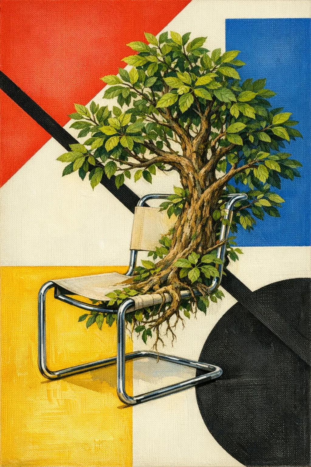 The Chair That Grew — Bauhaus constructivism × unruly organic life