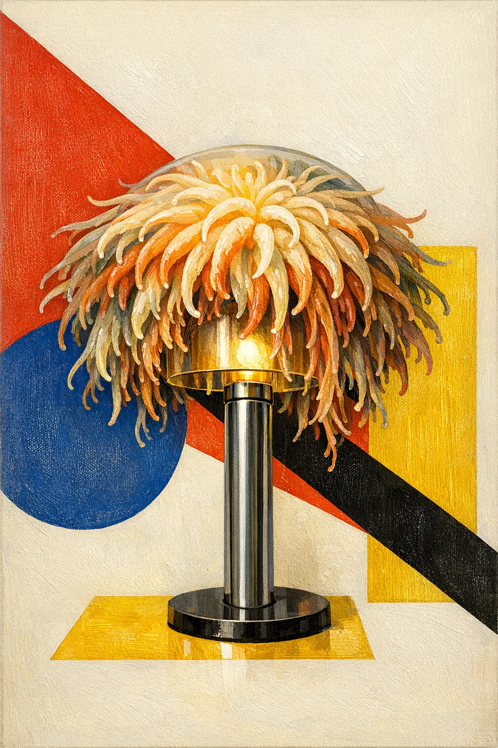 Lamp Anemone — Bauhaus constructivism × unruly organic life