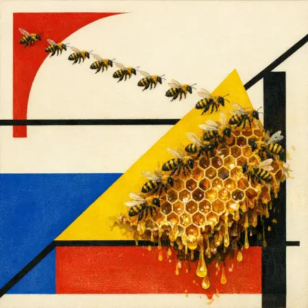 Triangle Hive — Bauhaus constructivism × unruly organic life