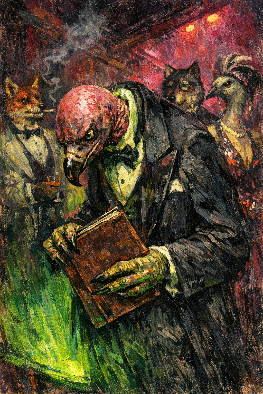 The Vulture Maître d' — Weimar expressionist portraiture × animal masquerade