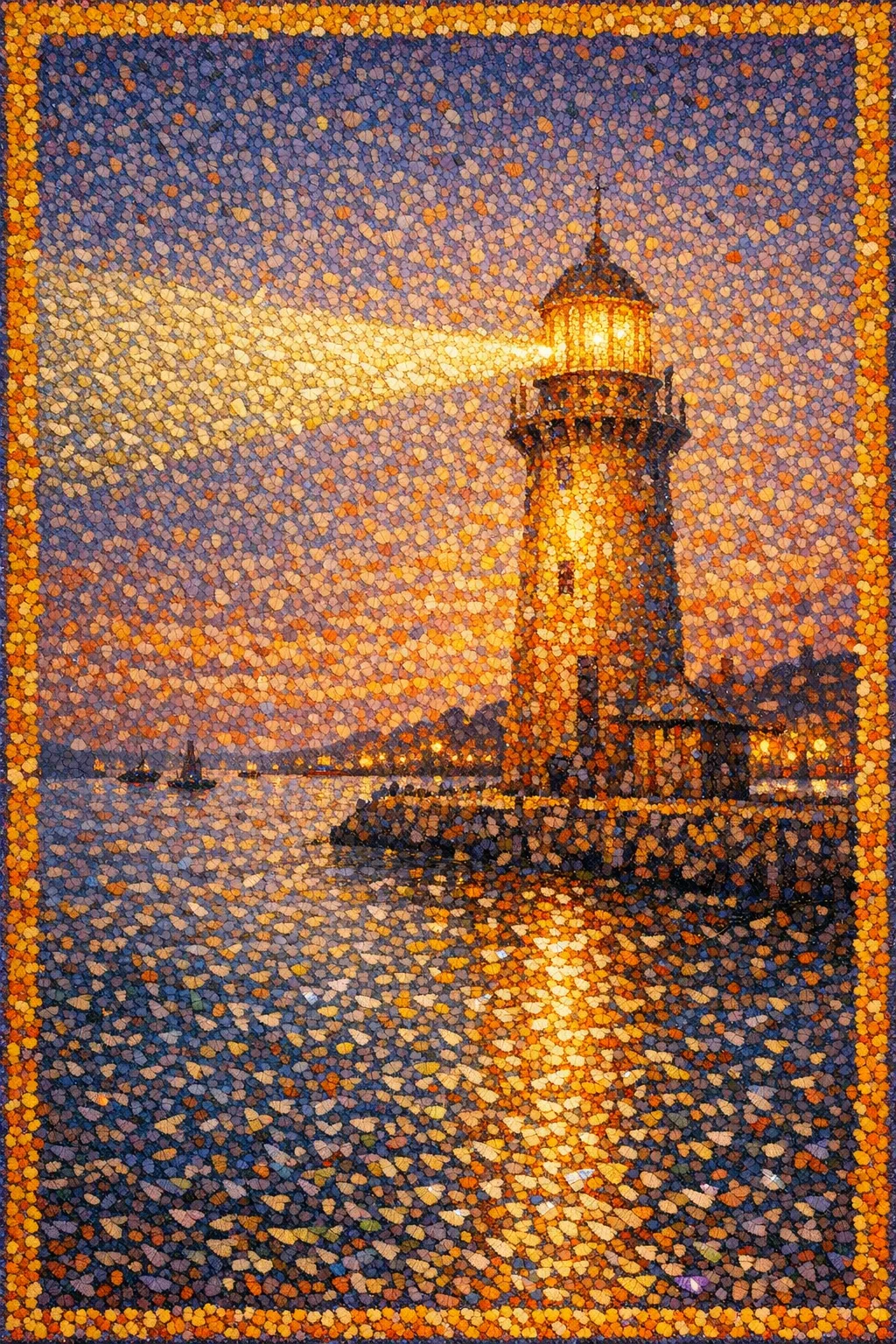 Lighthouse Mayfly — Seurat pointillism × entomological swarms