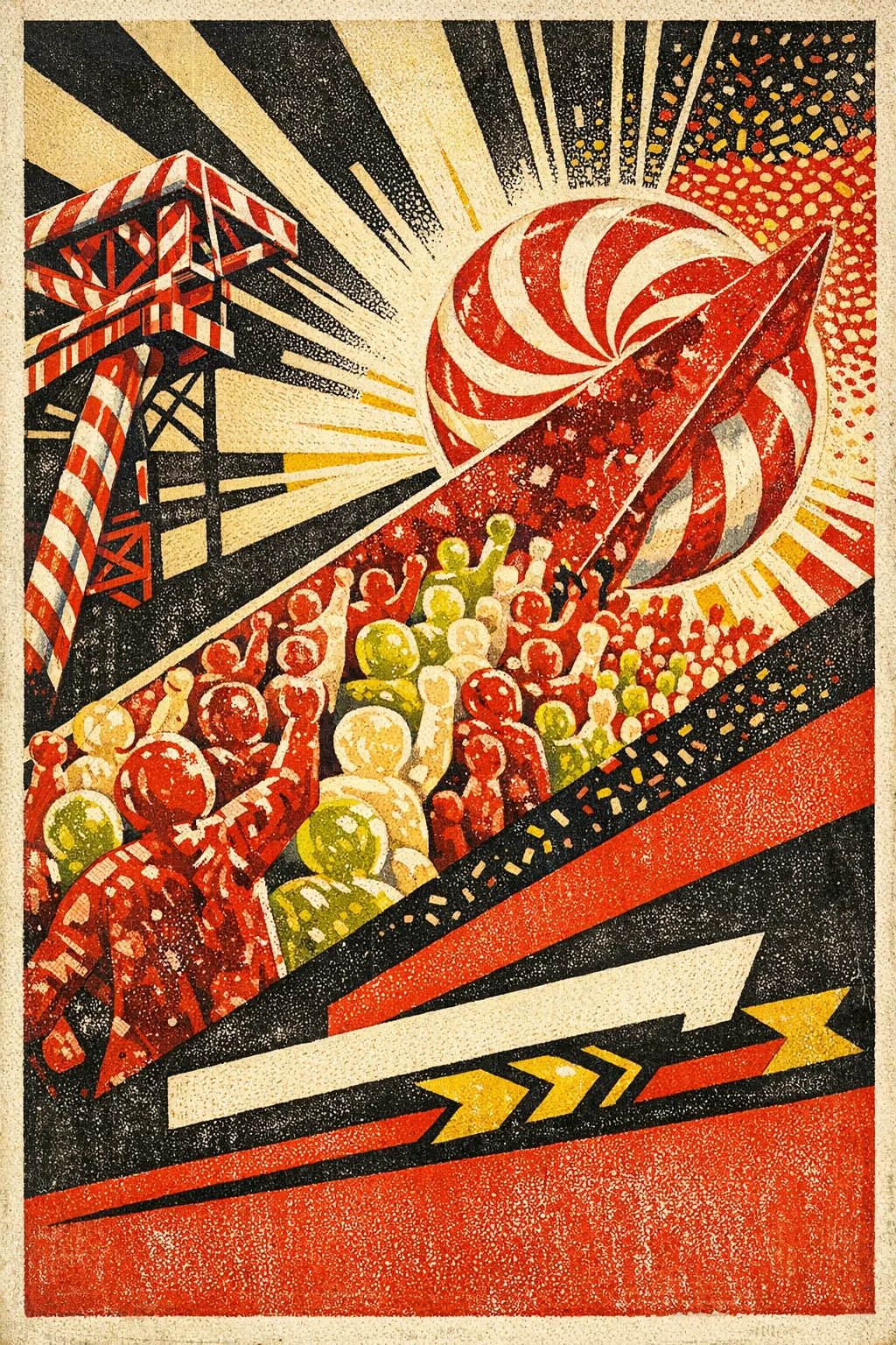 Crowd of Jellies — Soviet constructivist poster × confectionery