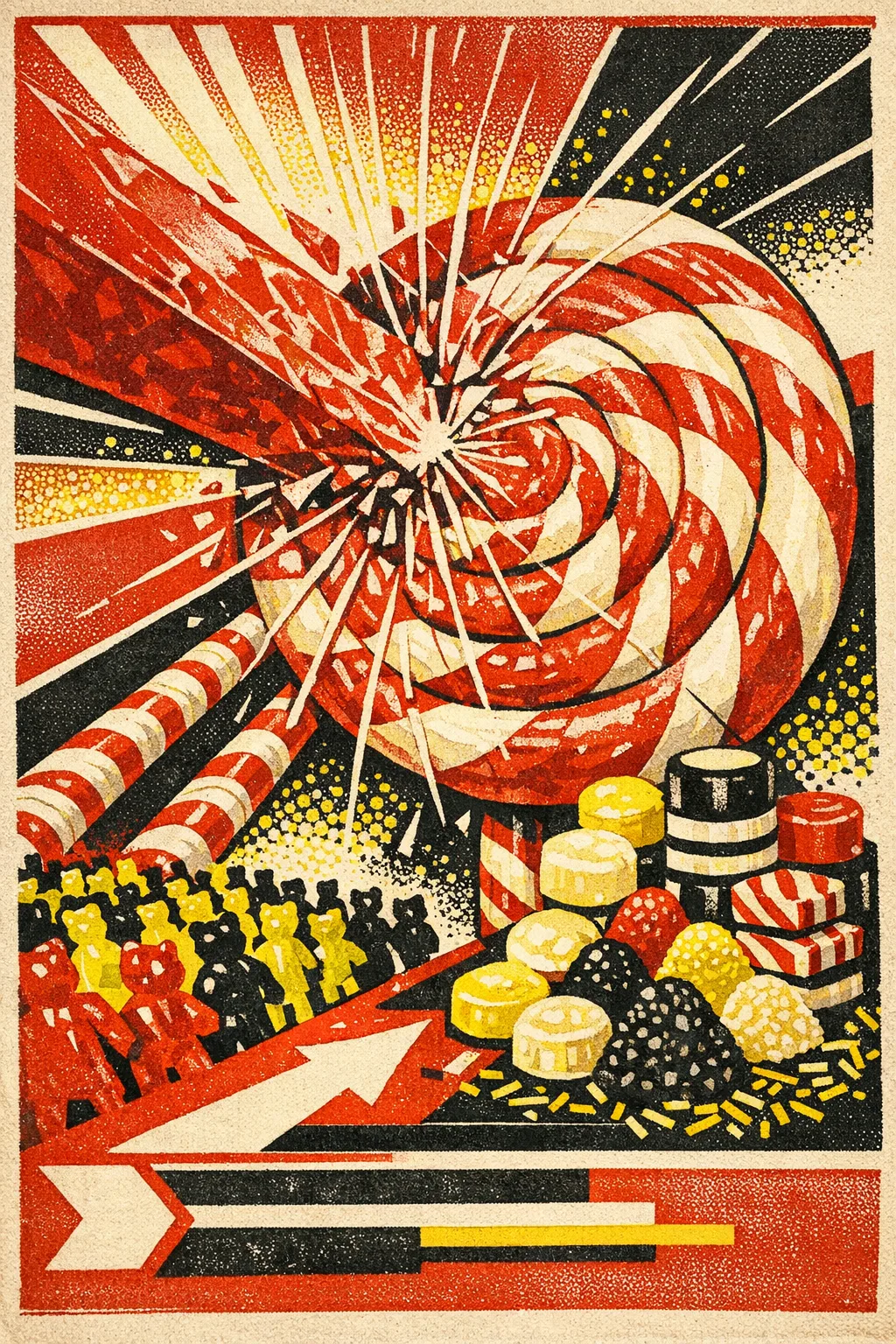Wedge of the Lollipop — Soviet constructivist poster × confectionery