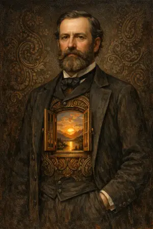 Gentleman With a Window — Victorian salon portraiture × occult psychedelia