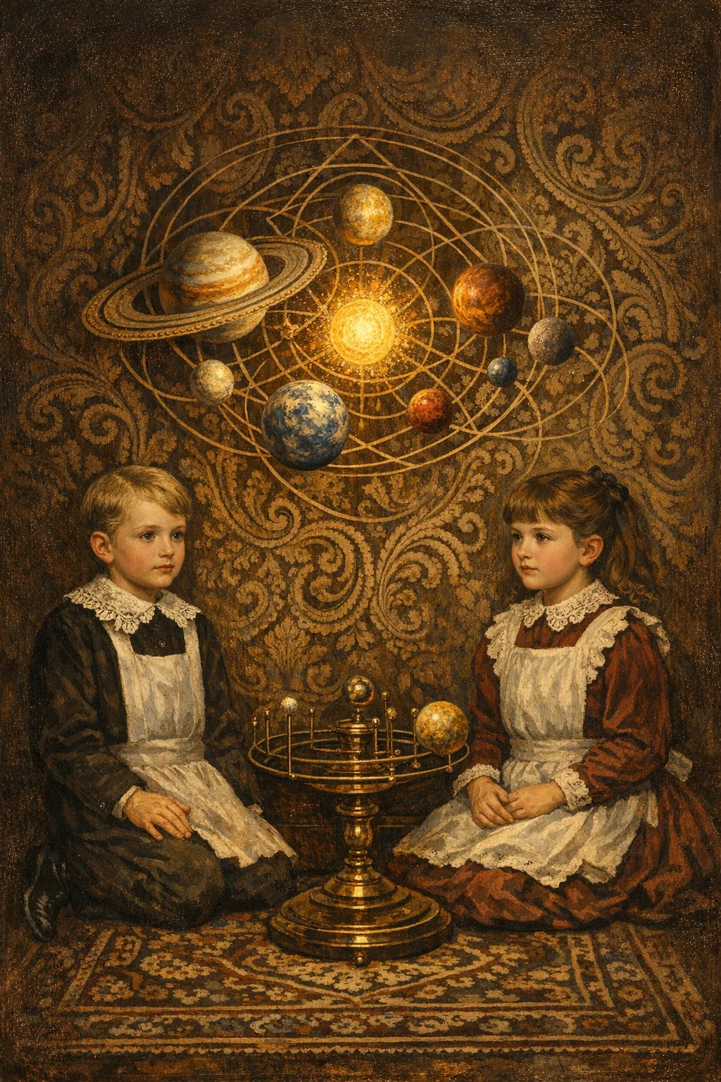 The Nursery Orrery — Victorian salon portraiture × occult psychedelia