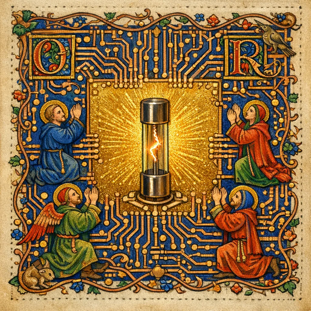 Martyrdom of the Fuse — Medieval illuminated manuscript × printed circuit boards