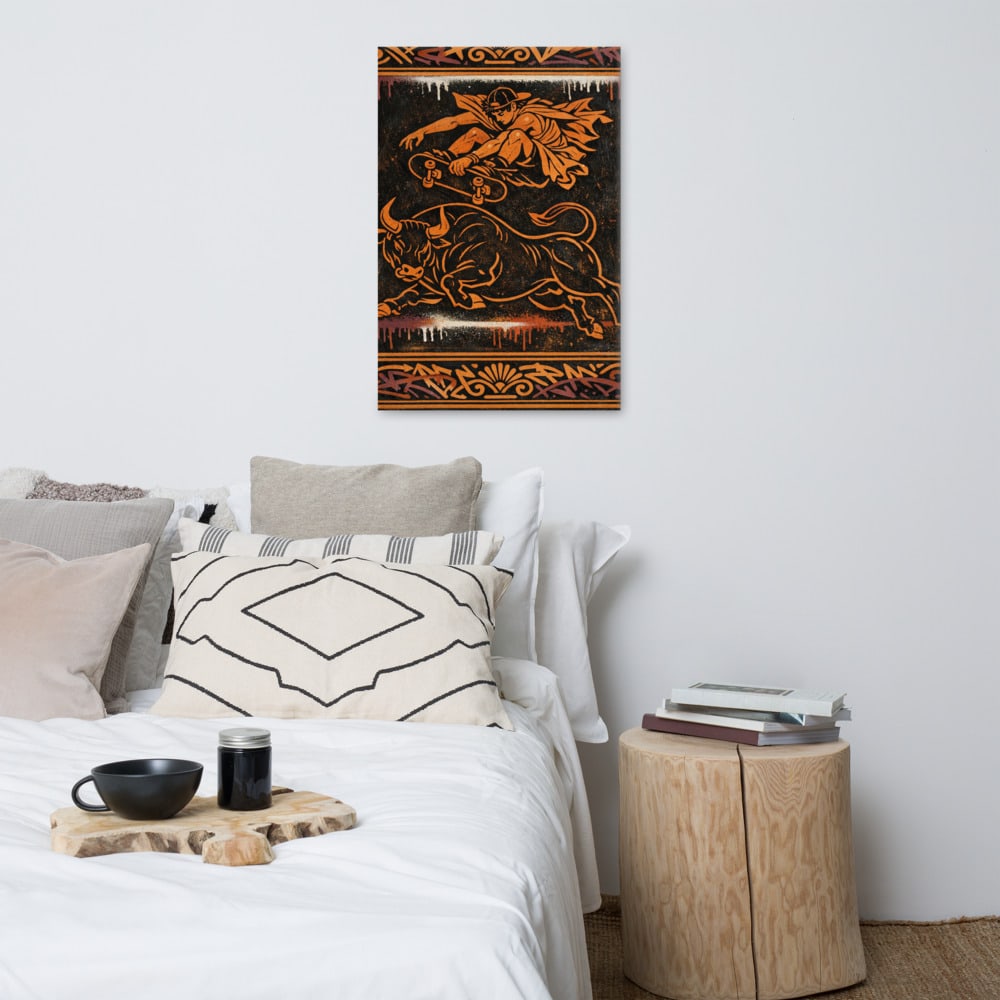 Ollie of Theseus printed and photographed on a wall