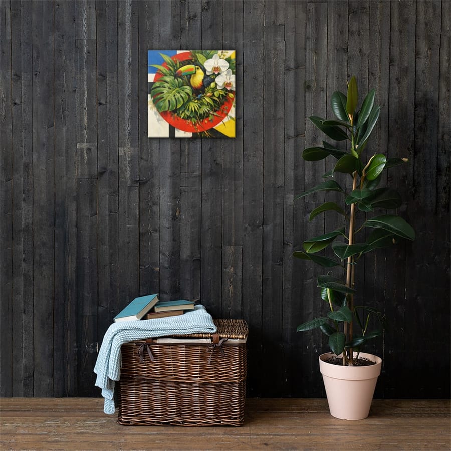 Red Circle Jungle printed and photographed on a wall