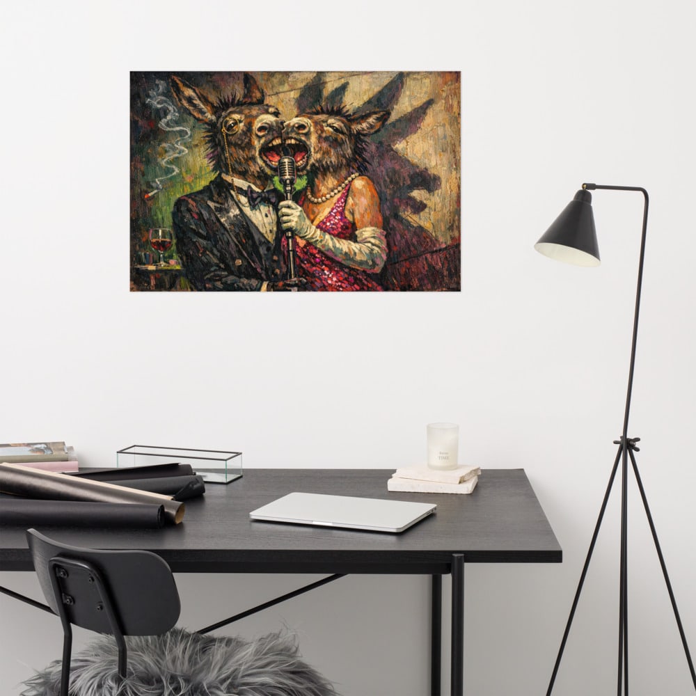 Duet printed and photographed on a wall