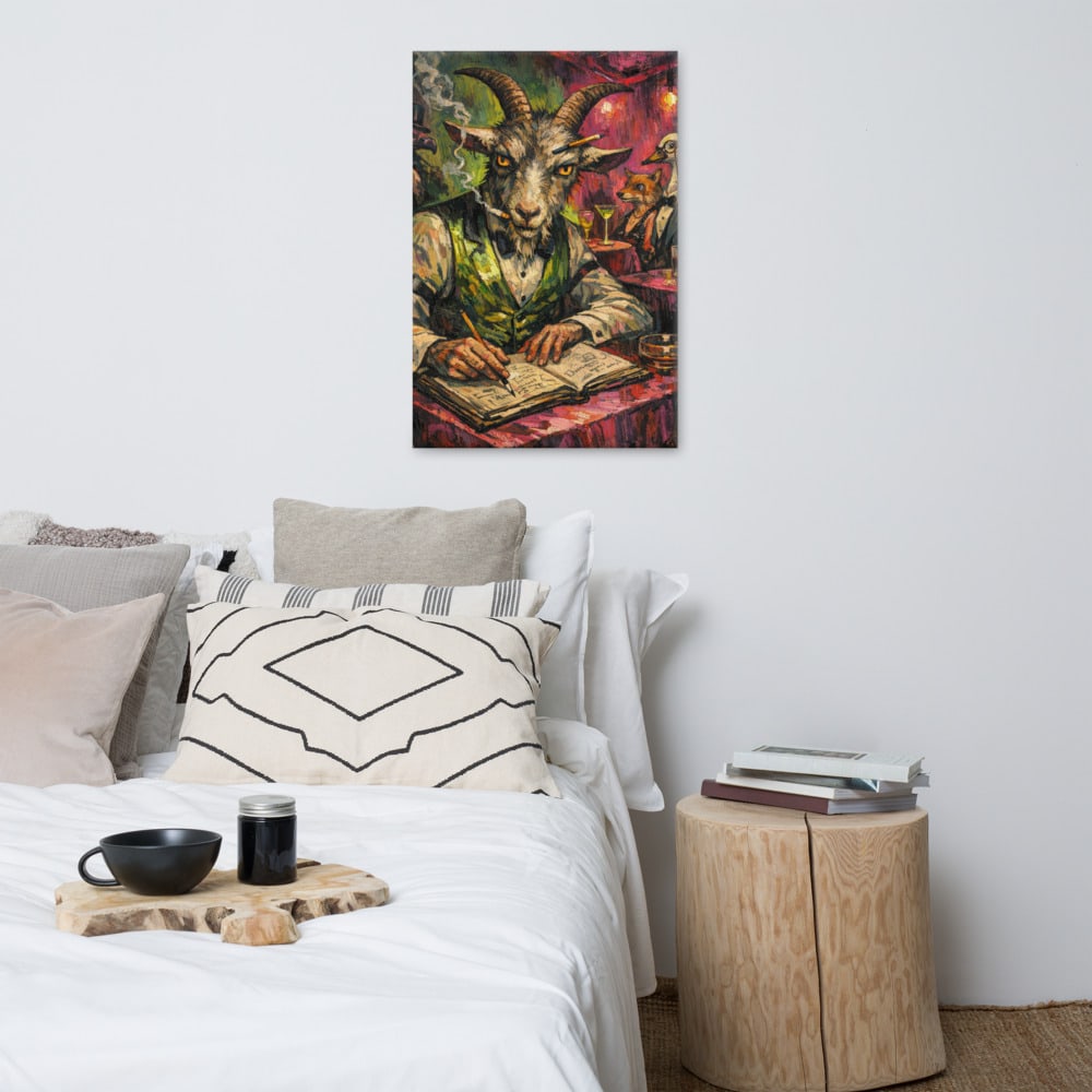 Goat With the Accounts printed and photographed on a wall