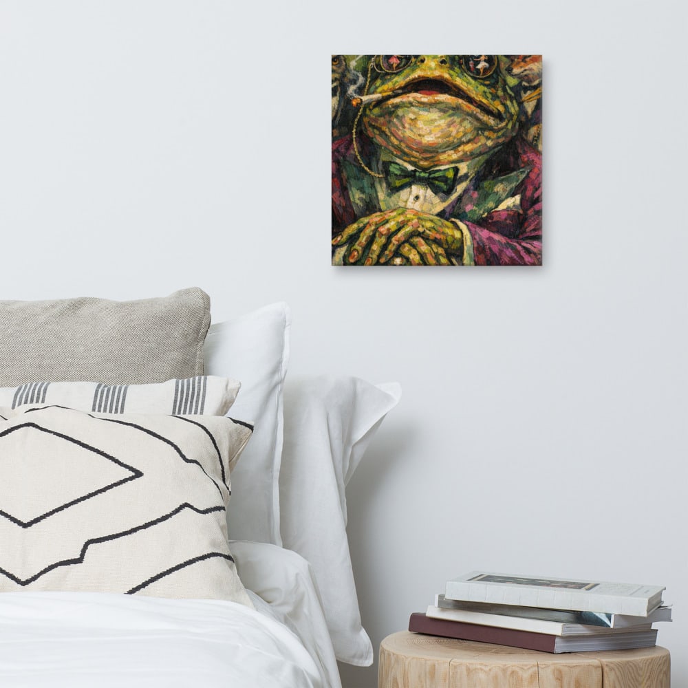 The Toad Impresario printed and photographed on a wall