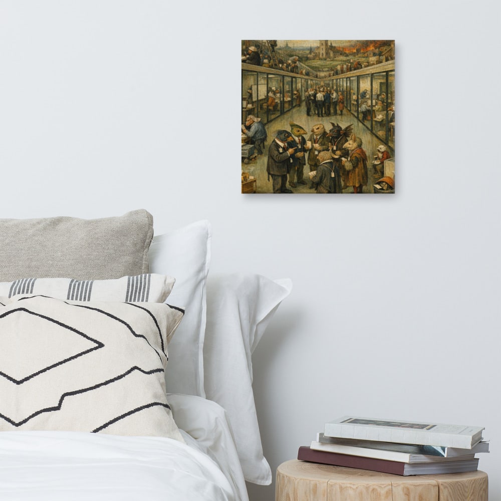 The Meeting That Has No Room printed and photographed on a wall