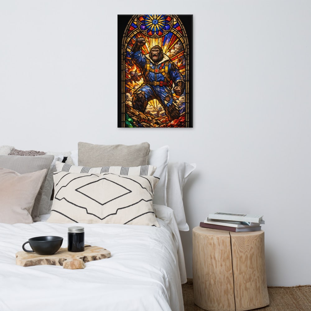 The Ape Lancet printed and photographed on a wall