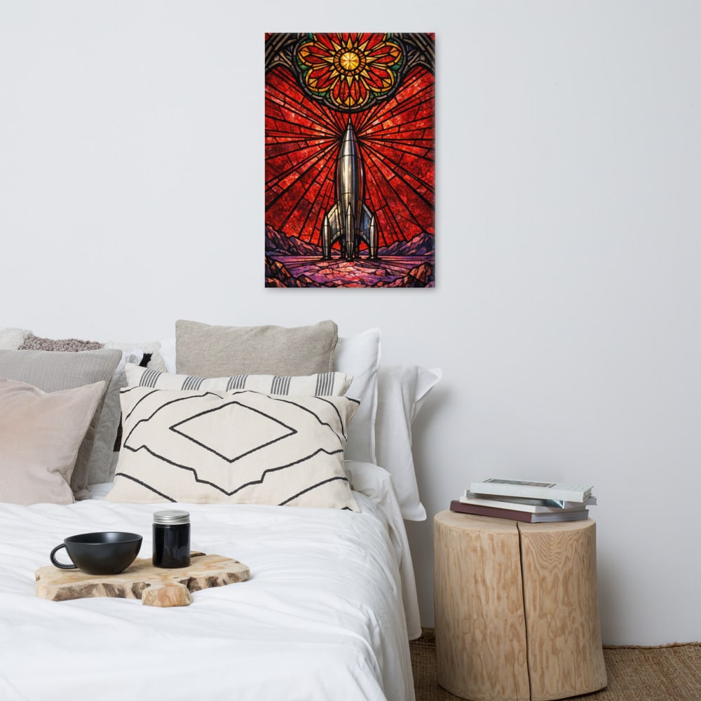 The Last Rocket printed and photographed on a wall