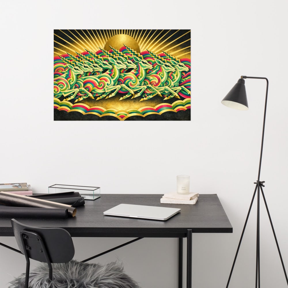 Antelope Speedline printed and photographed on a wall