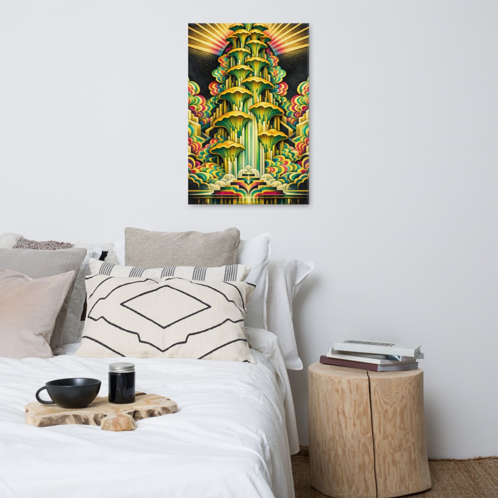 Chanterelle Cascade printed and photographed on a wall