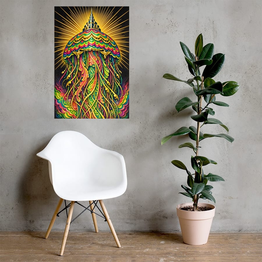 Chrysler Jellyfish printed and photographed on a wall