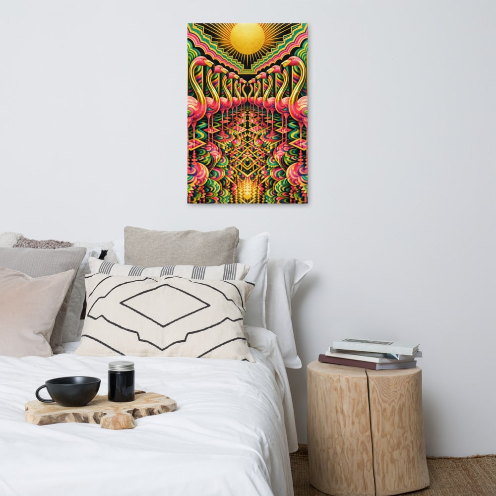 Flamingo Colonnade printed and photographed on a wall