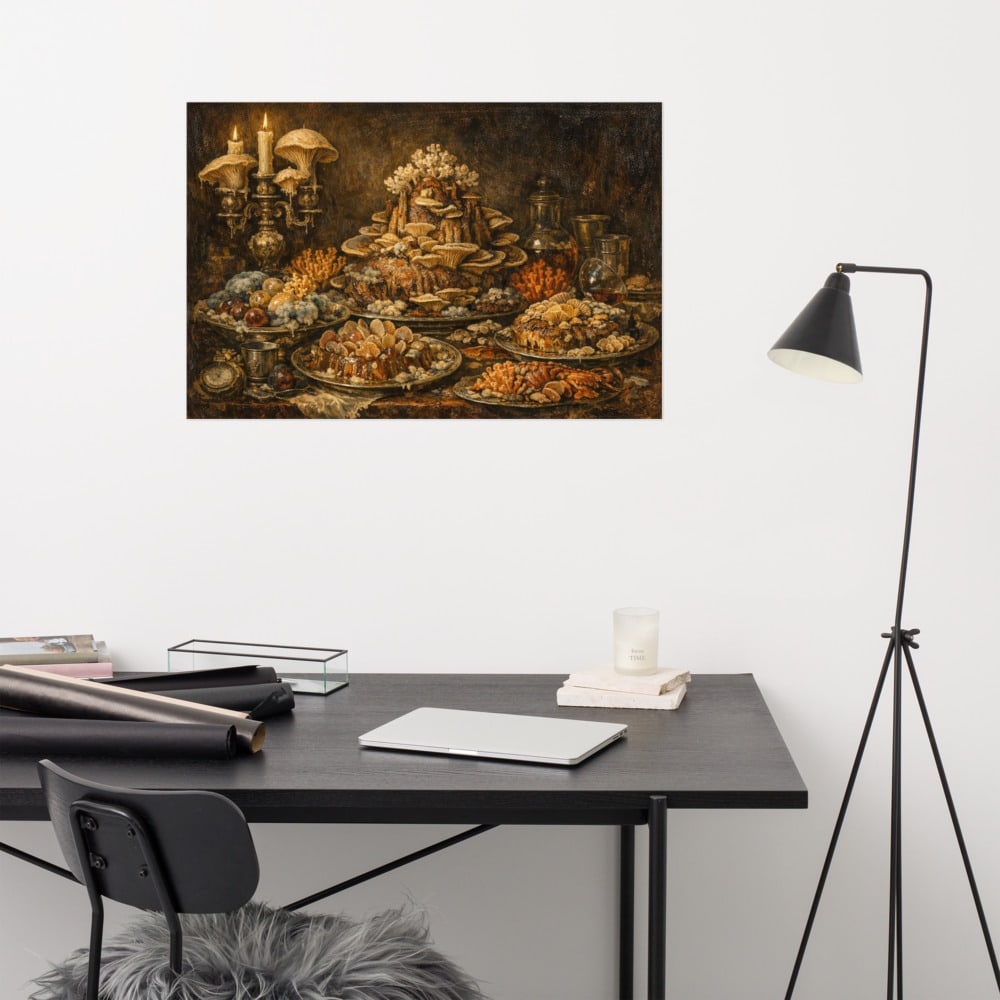Banquet Bloom printed and photographed on a wall