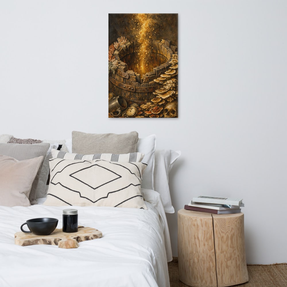 Whisky Barrel Deep printed and photographed on a wall