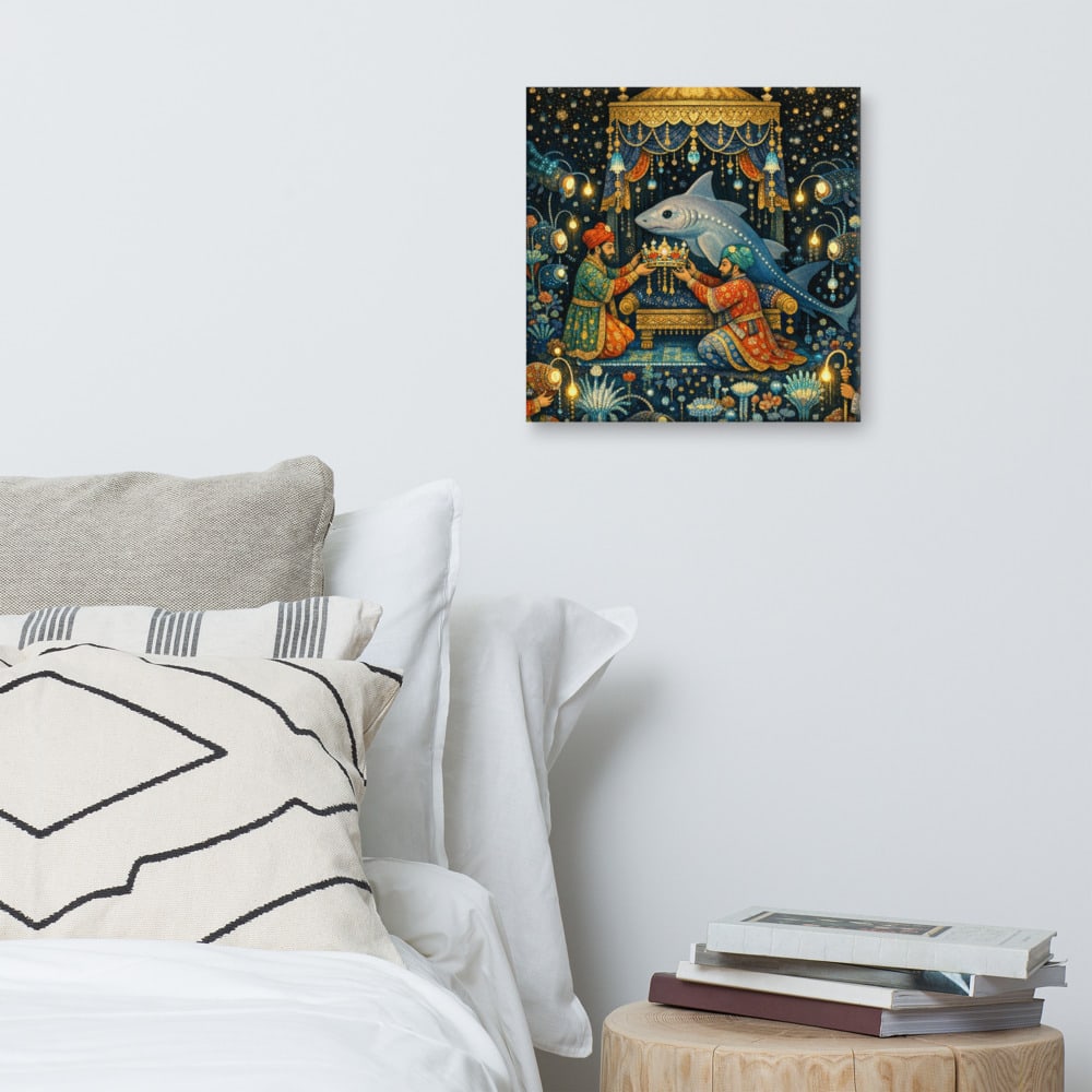 Coronation of the Chimaera printed and photographed on a wall