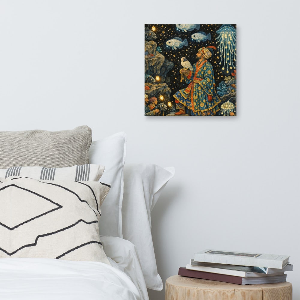 Falconer of the Snailfish printed and photographed on a wall