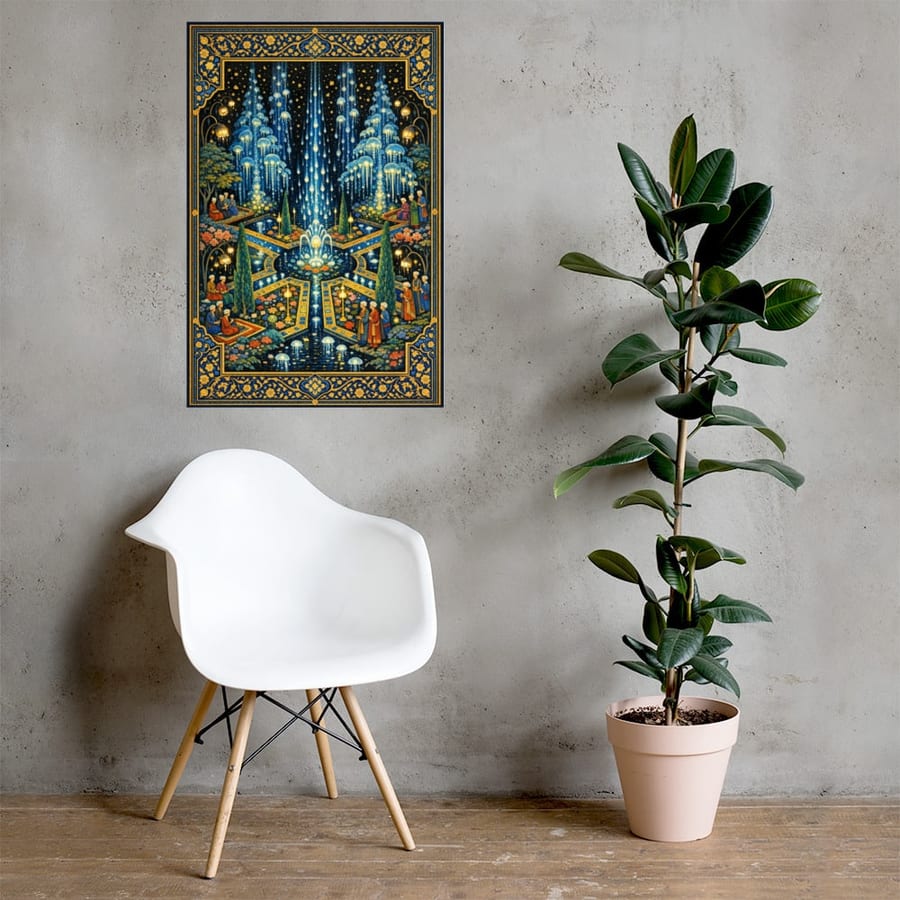 Garden of Siphonophores printed and photographed on a wall