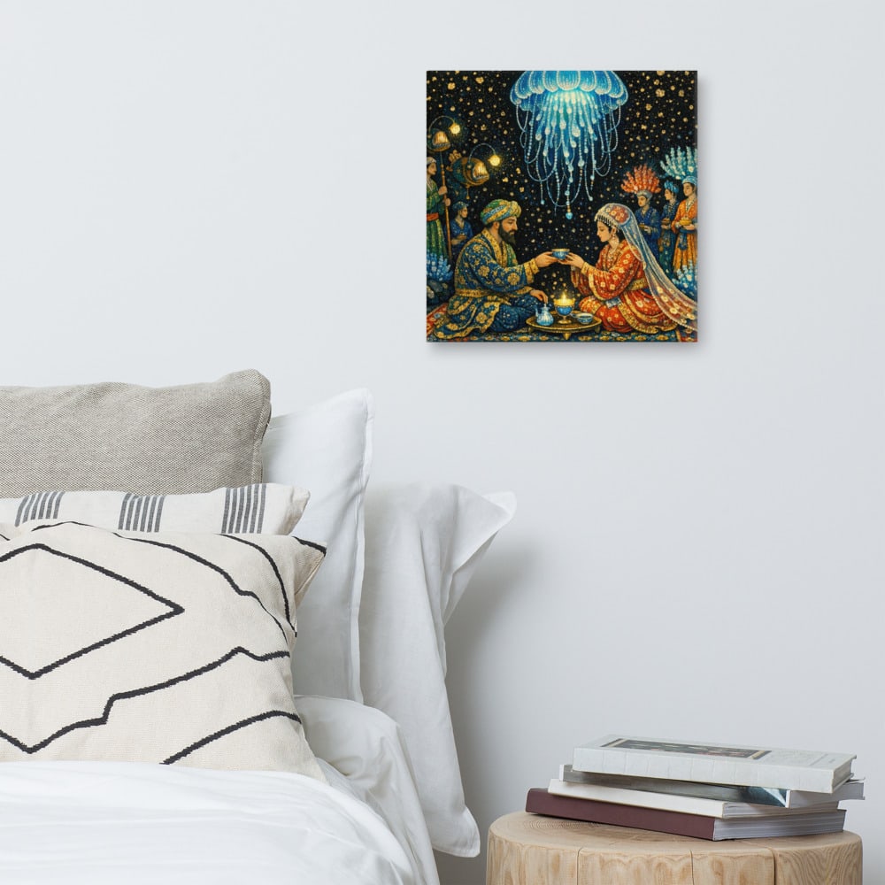 The Pool of Still Water printed and photographed on a wall
