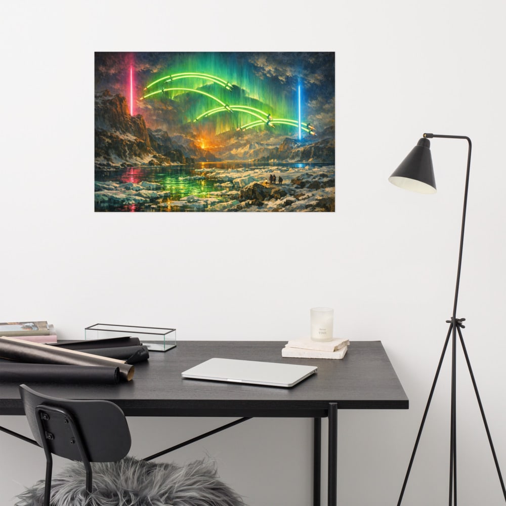 Aurora of Tubes printed and photographed on a wall