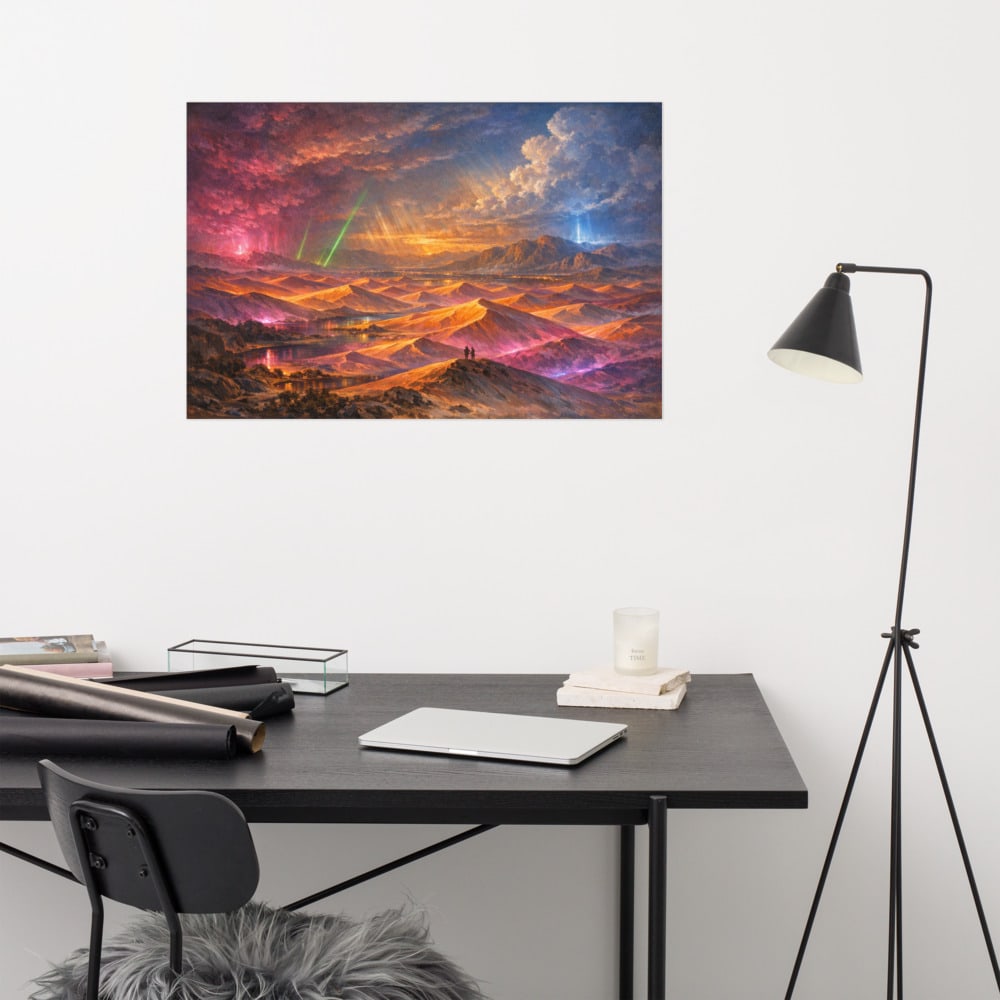 Dune Sea Amber printed and photographed on a wall
