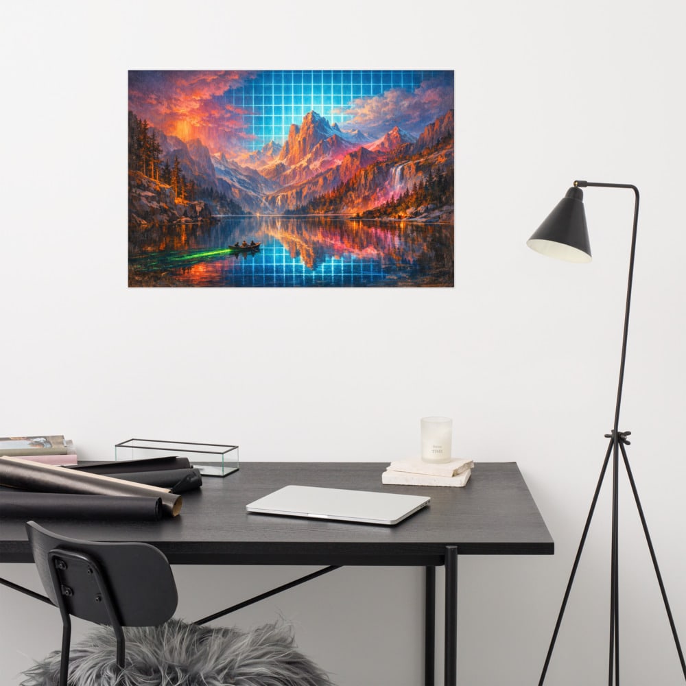 Lake of Mirrors printed and photographed on a wall