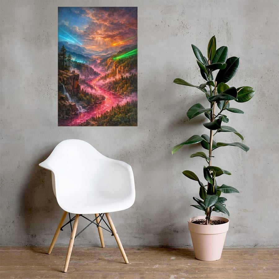 River of Magenta printed and photographed on a wall