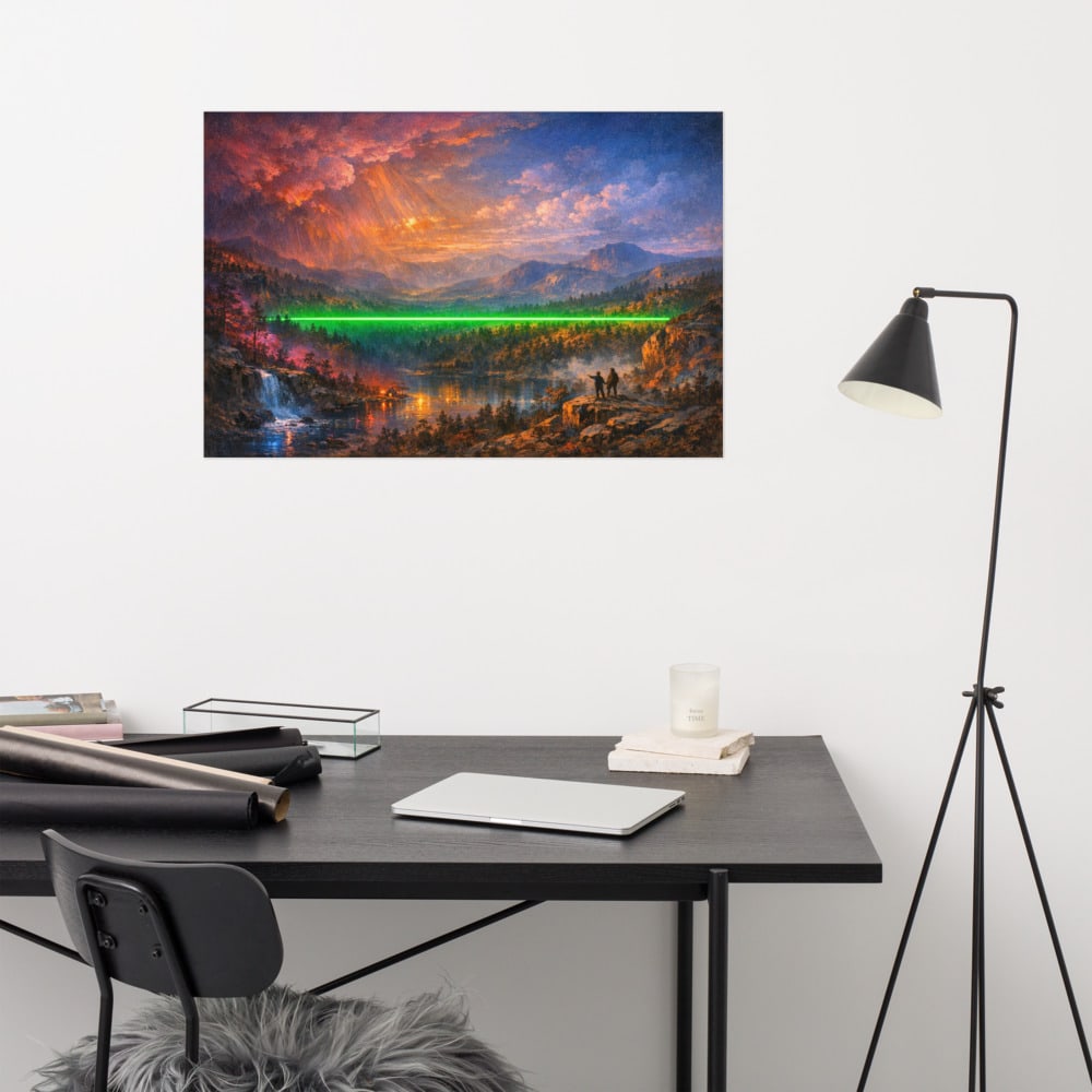 The Laser Treeline printed and photographed on a wall