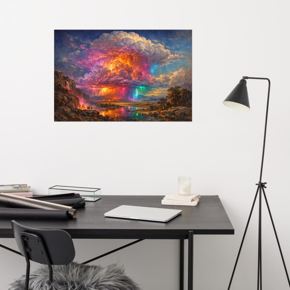 Thunderhead printed and photographed on a wall