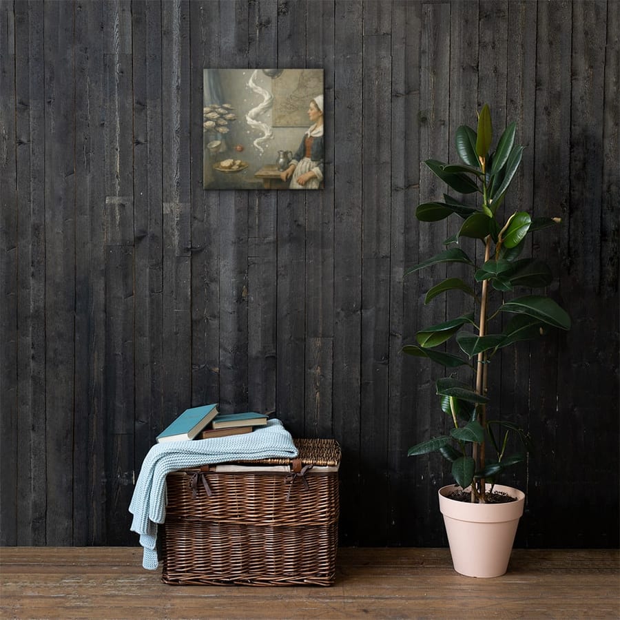 Oyster Shoal printed and photographed on a wall