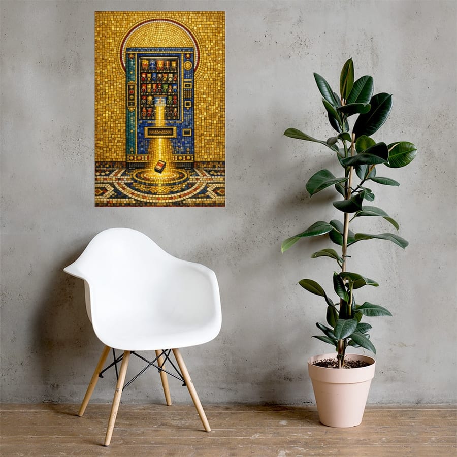Blessing of the Vending printed and photographed on a wall