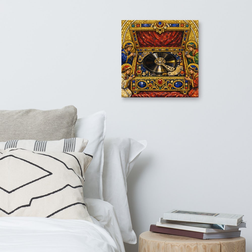 Reliquary of the First Weights printed and photographed on a wall