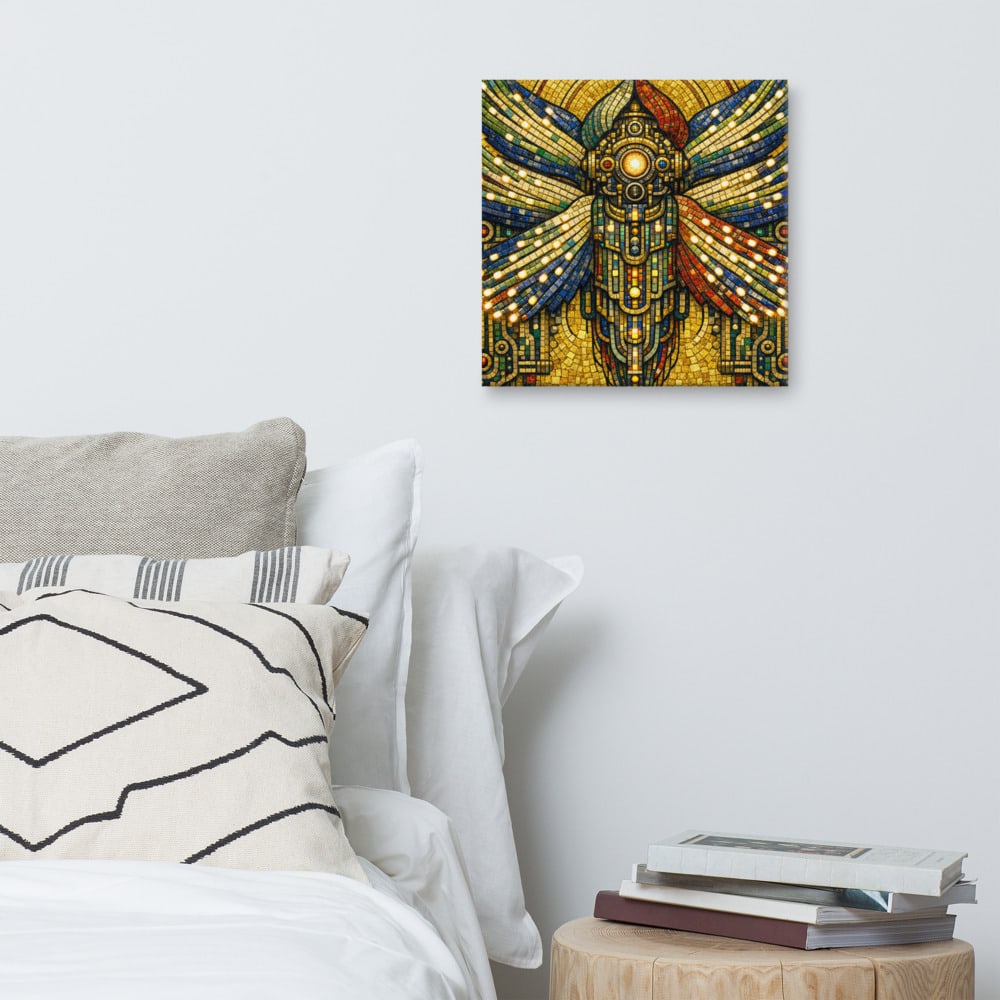 Seraph of the Fibre Trunk printed and photographed on a wall