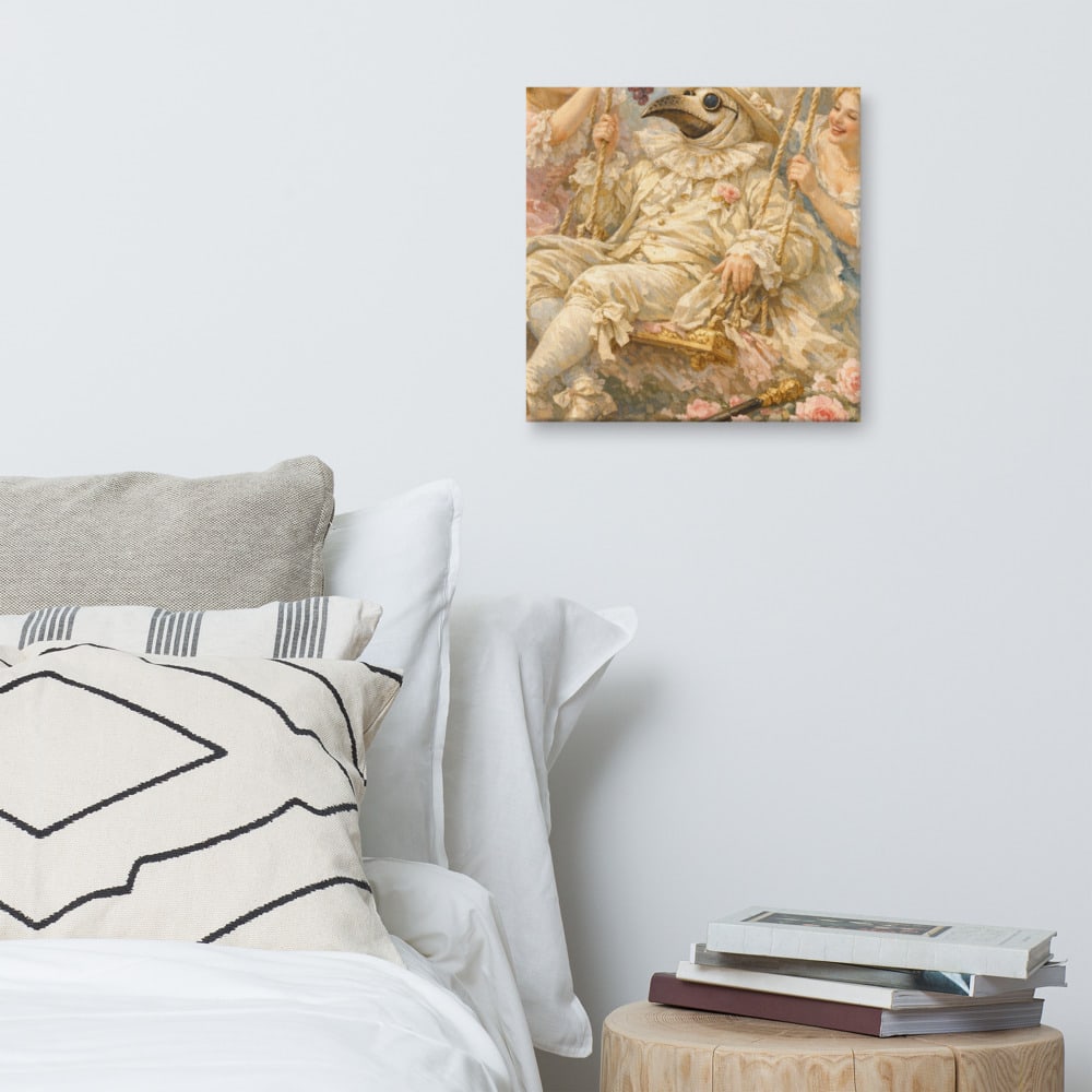 Plague Doctor Pastoral printed and photographed on a wall