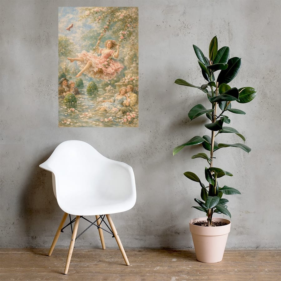The Flood Swing printed and photographed on a wall
