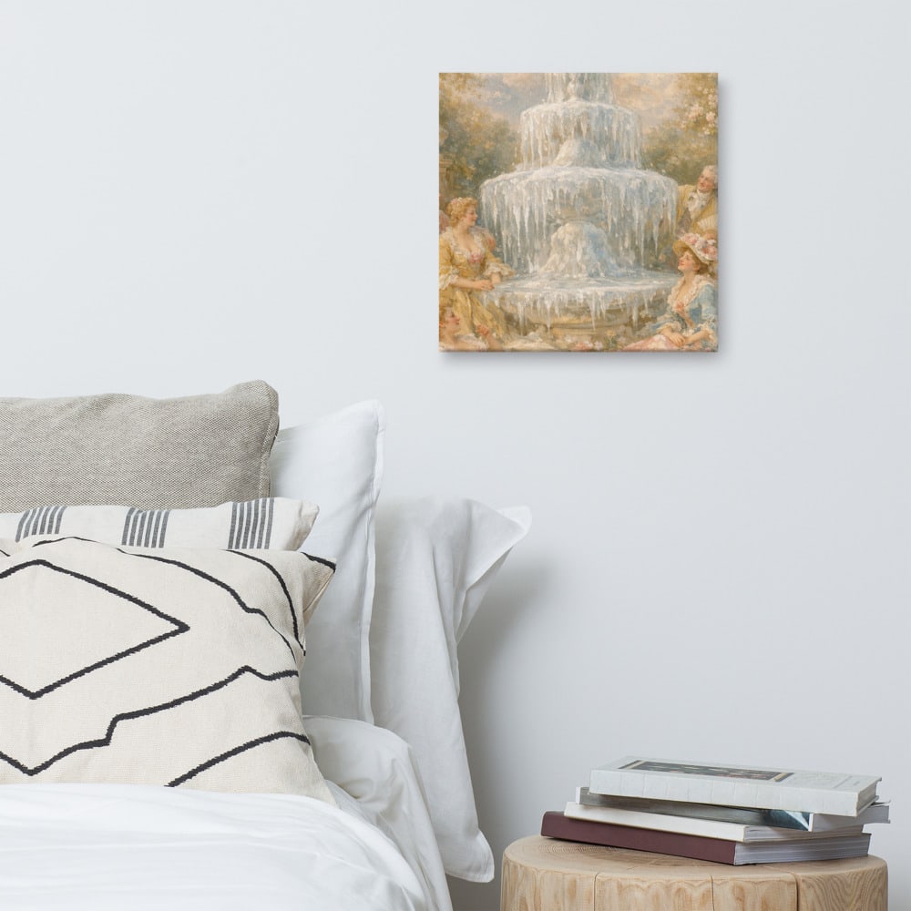 The Frozen Fountain printed and photographed on a wall