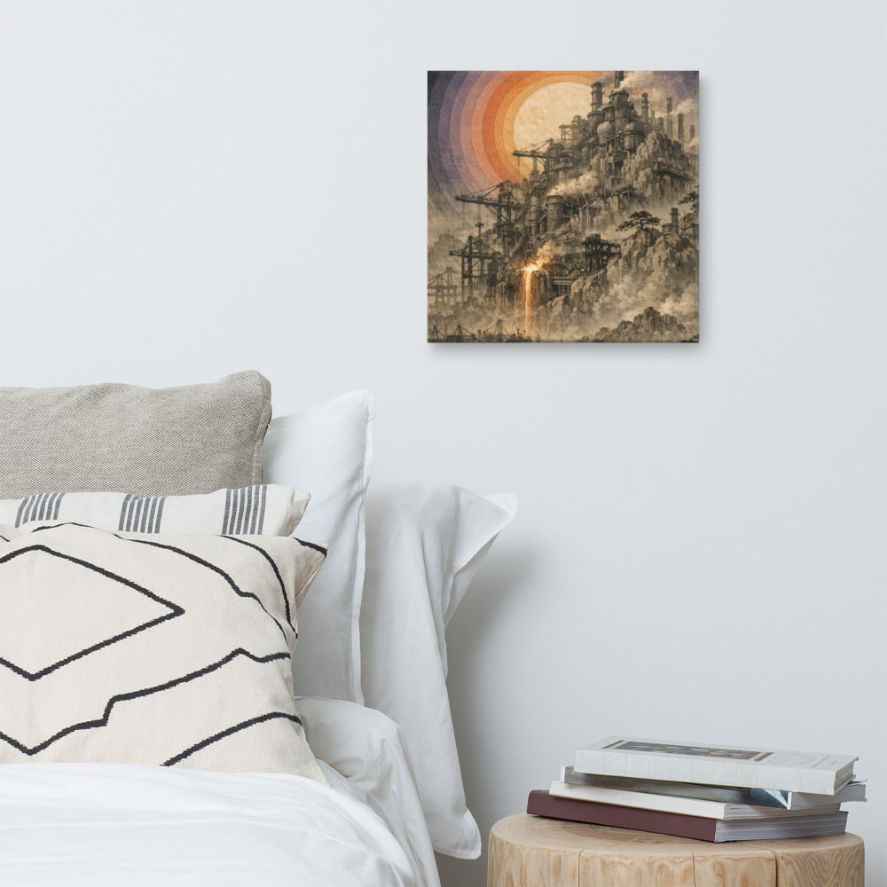 Furnace Moon in Colour printed and photographed on a wall