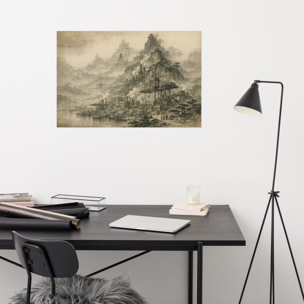 Mist With Too Many Distances printed and photographed on a wall
