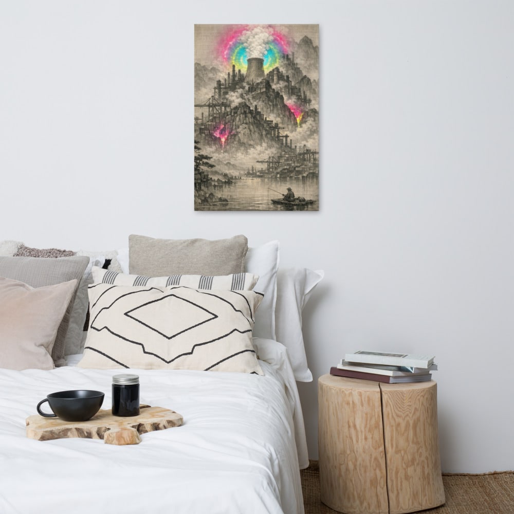 The Refinery Bloom printed and photographed on a wall