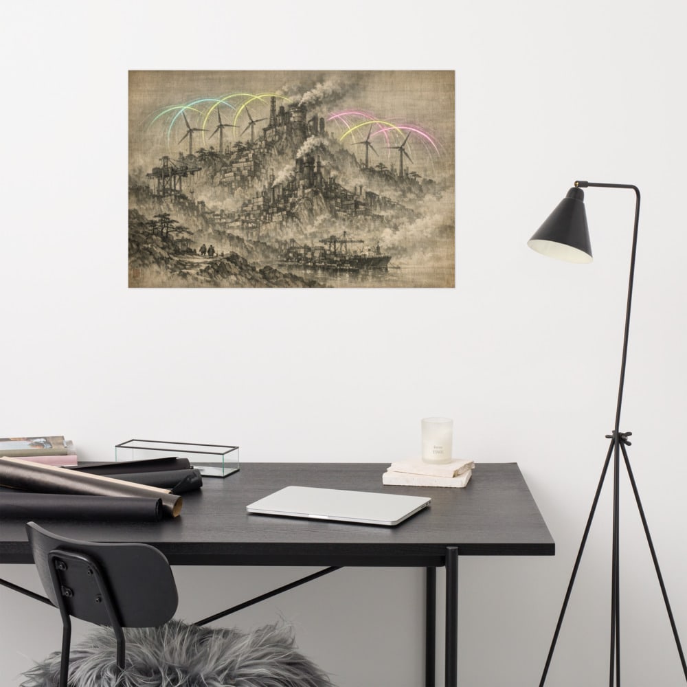 Turbine Ridge Aurora printed and photographed on a wall
