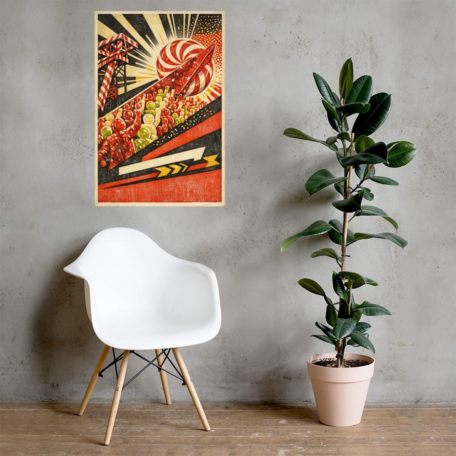 Crowd of Jellies printed and photographed on a wall